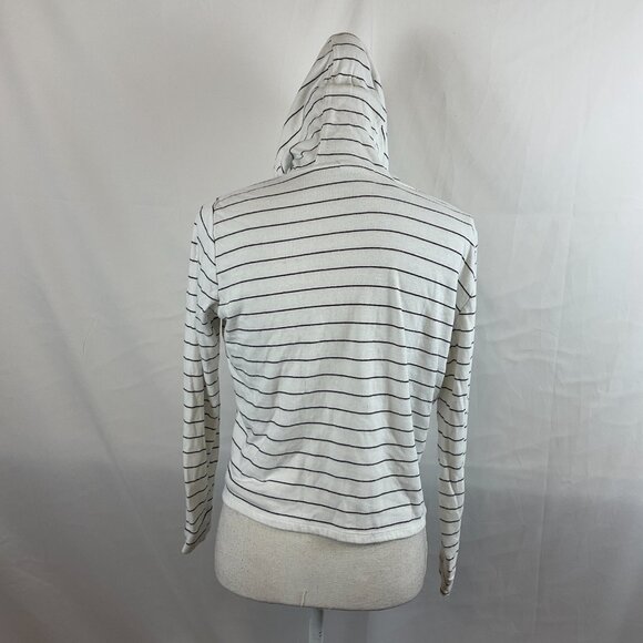 Marine Layer Top S White Black Striped Hoodie Long Sleeve - Picture 6 of 10